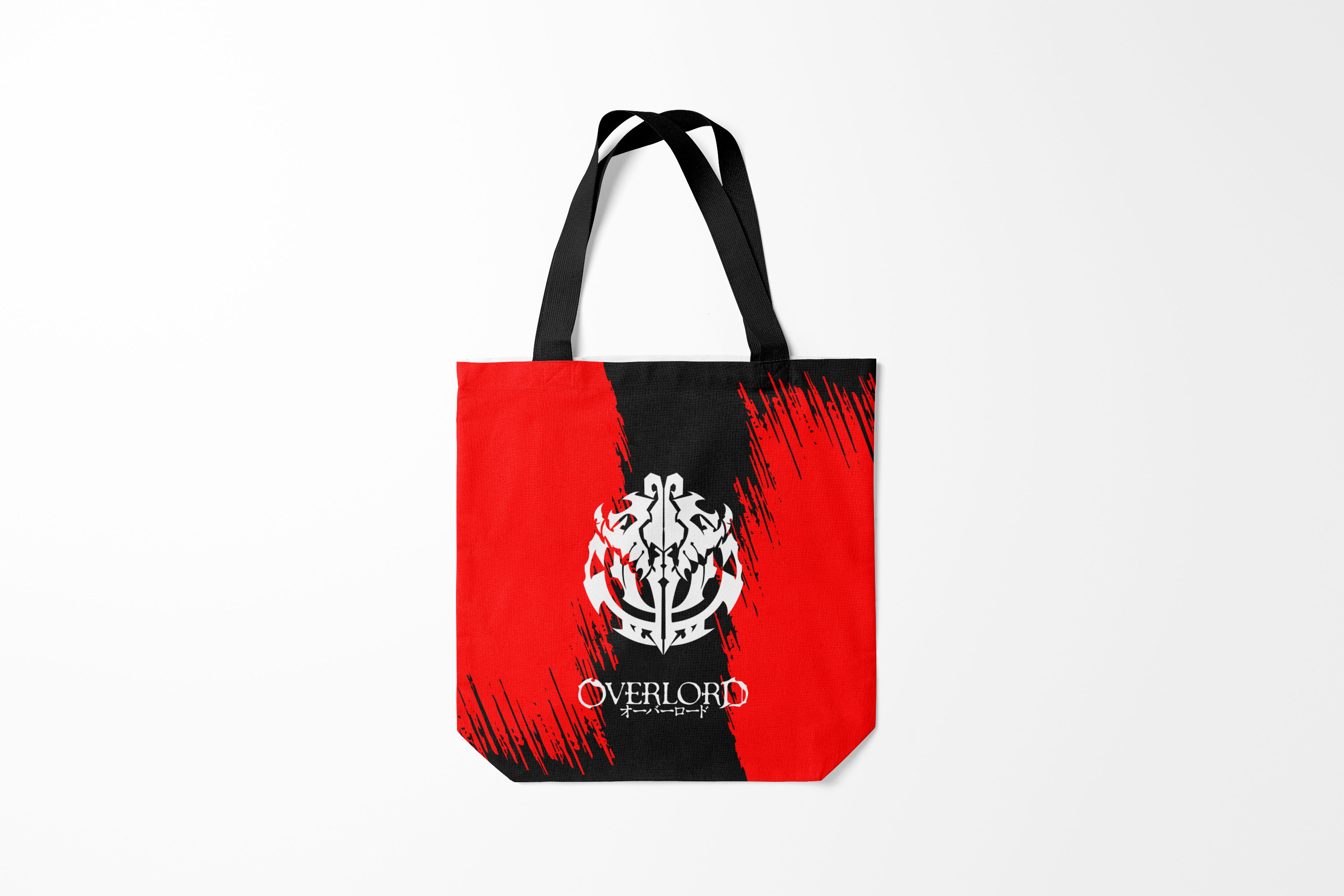 

Сумка шoппер унисекс Burnettie Overlord красные мазки белы логотип оверлорд, черный, Overlord красные мазки белы логотип оверлорд