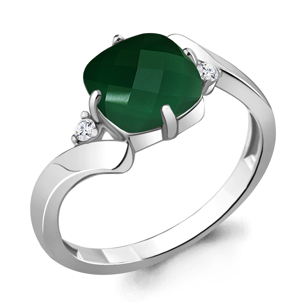 

Кольцо из серебра с агатом\фианитом Aquamarine Aquamarine 6922109А_925_р р. 17,5, 6922109А_925_р