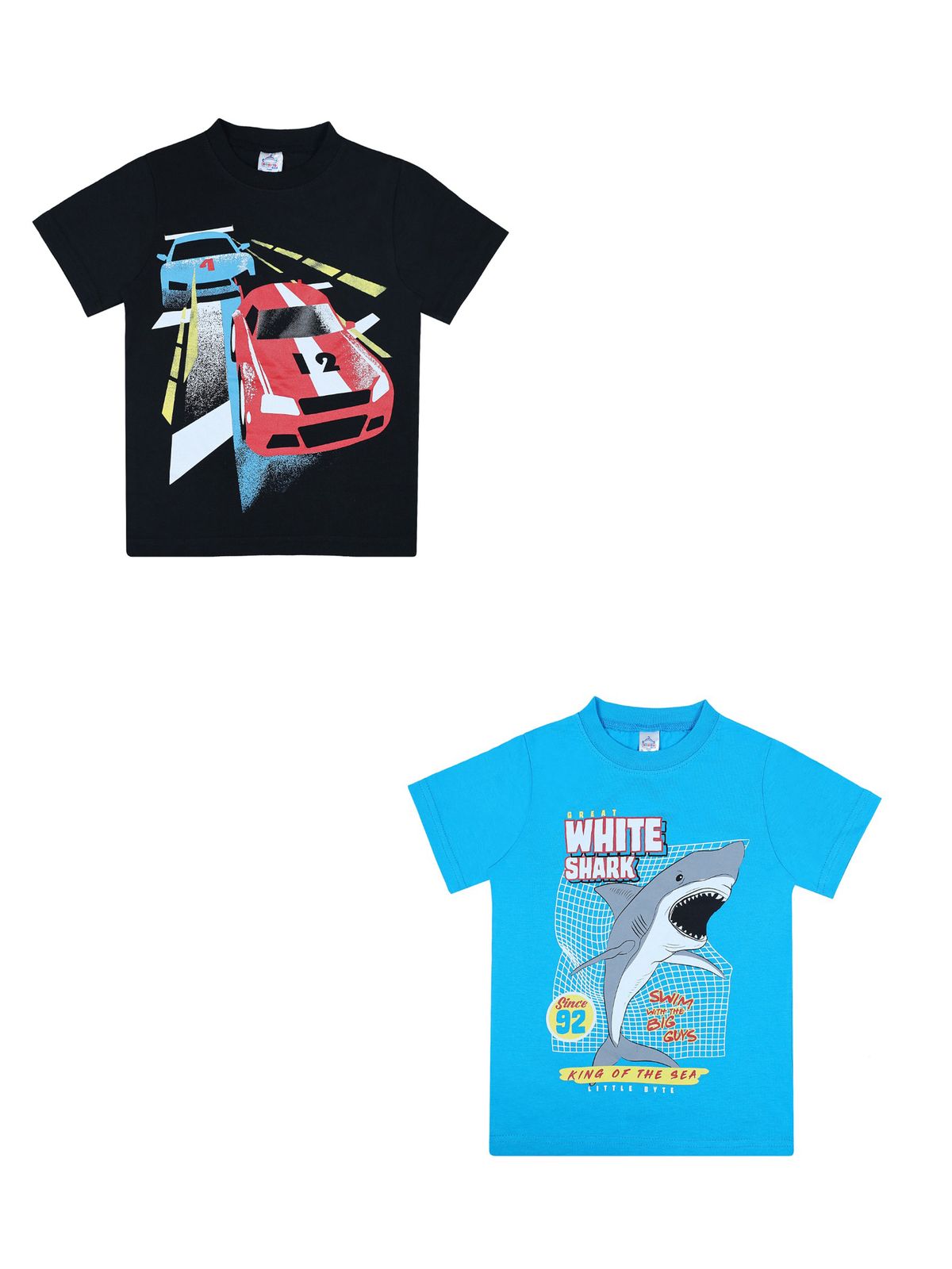 

Футболка для мальчиков Bonito kids 2 шт. цв. черный, темно-бирюзовый р.110 6503-01, 6503-01
