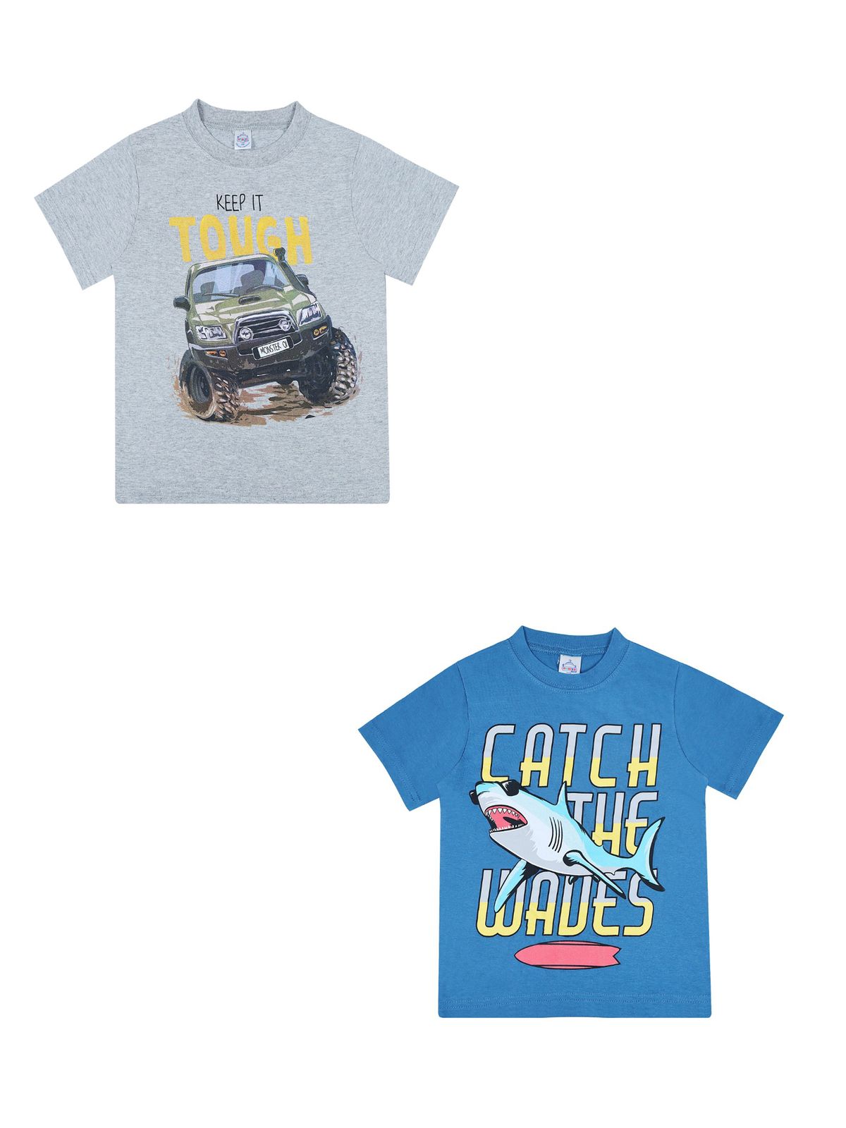 

Футболка для мальчиков Bonito kids 2 шт. цв. серый, джинсовый р.116 6502-01, 6502-01