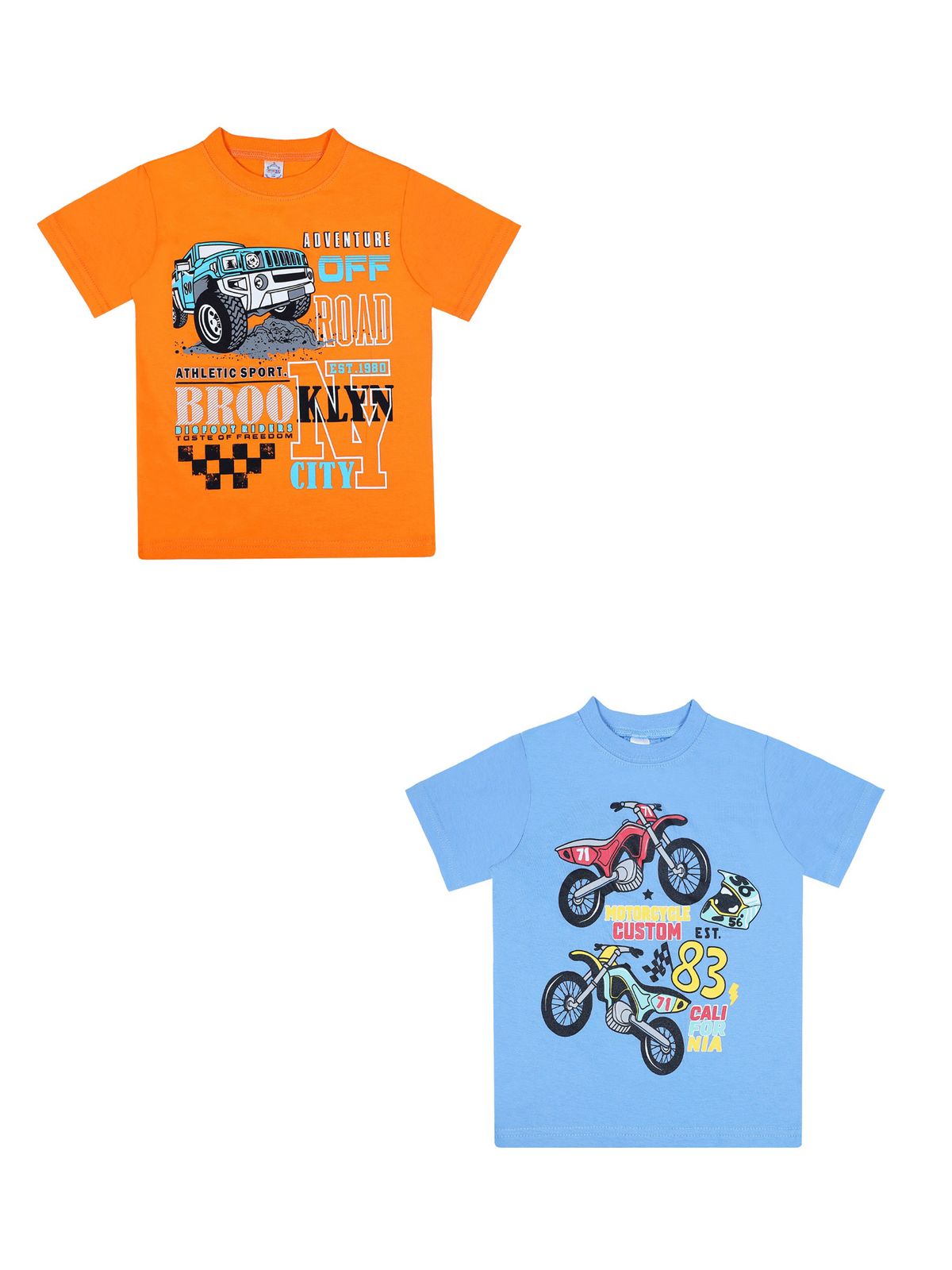 

Футболка для мальчиков Bonito kids 2 шт. цв. оранжевый, голубой р.122 6501-01, 6501-01