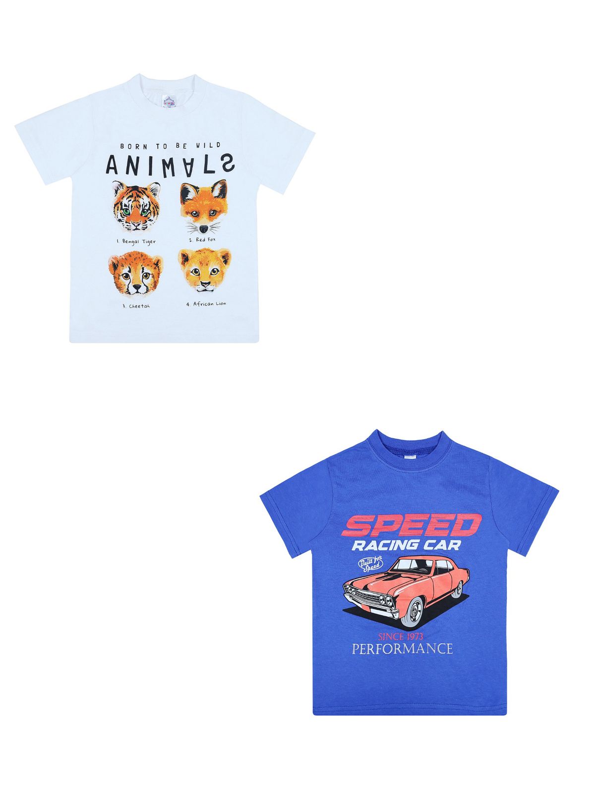 

Футболка для мальчиков Bonito kids 2 шт. цв. белый, электрик р.128 6498-01, 6498-01