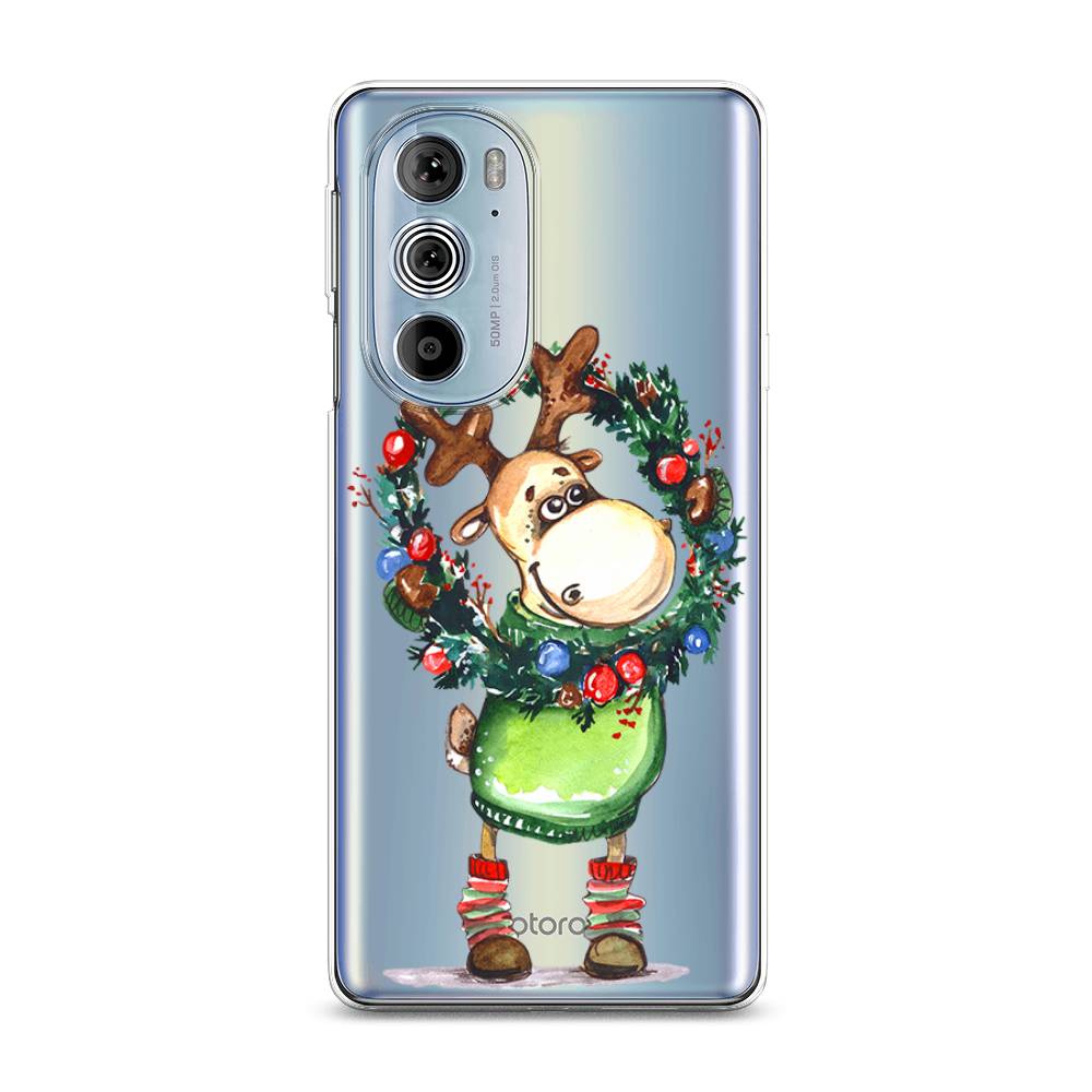 

Чехол на Motorola Edge 30 Pro "Олень с новогодним венком", 243350-4
