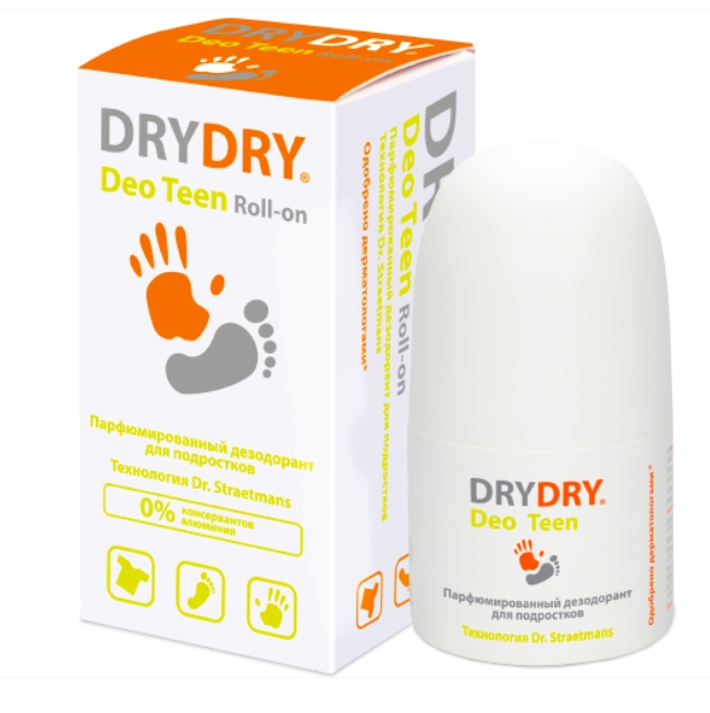 Шариковый дезодорант DRY DRY для подростков антибактериальный ролик от пота и запаха 50 мл