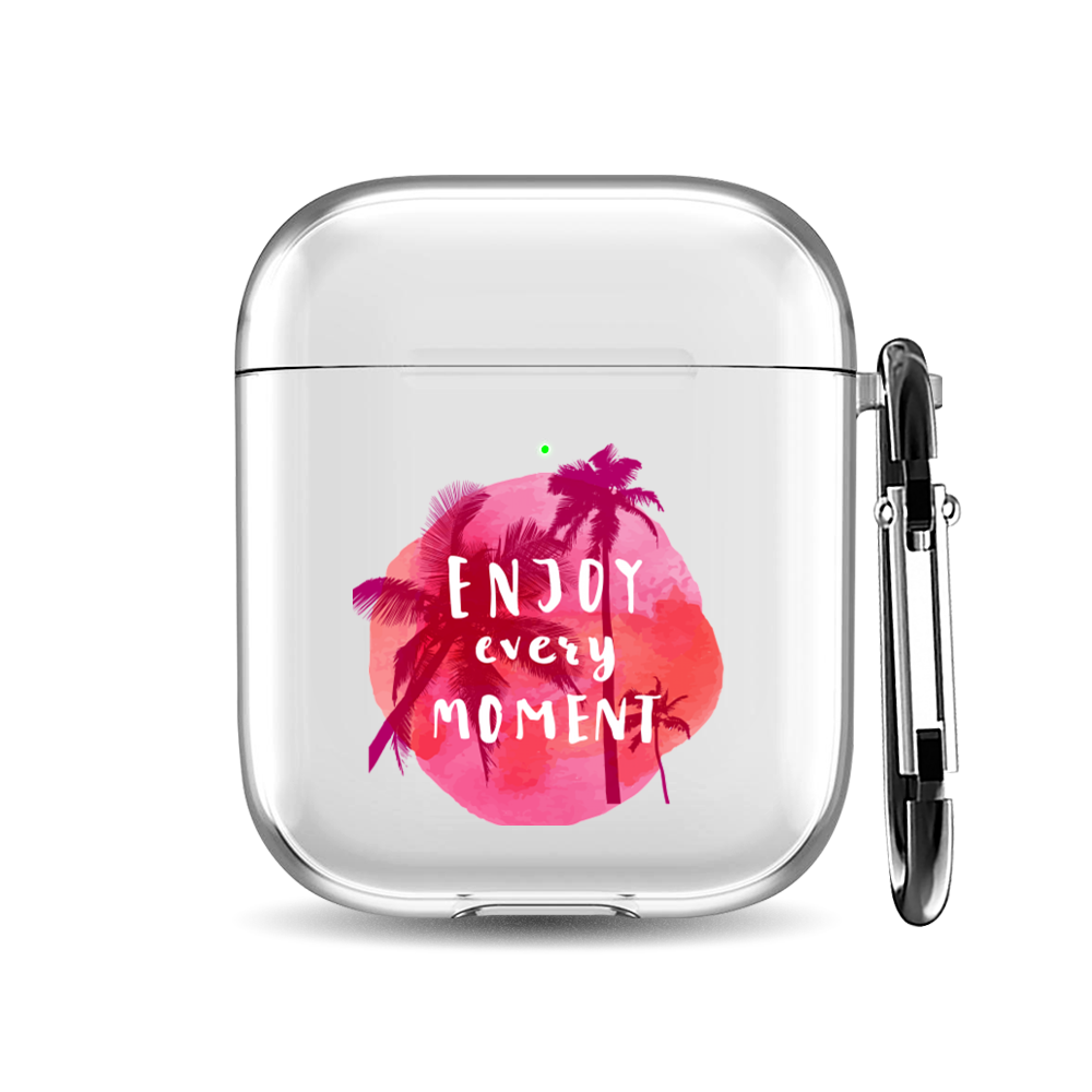 

Силиконовый чехол для наушников Airpods 1/2 "Розовая надпись enjoy every moment", AIPC-410-9A-1