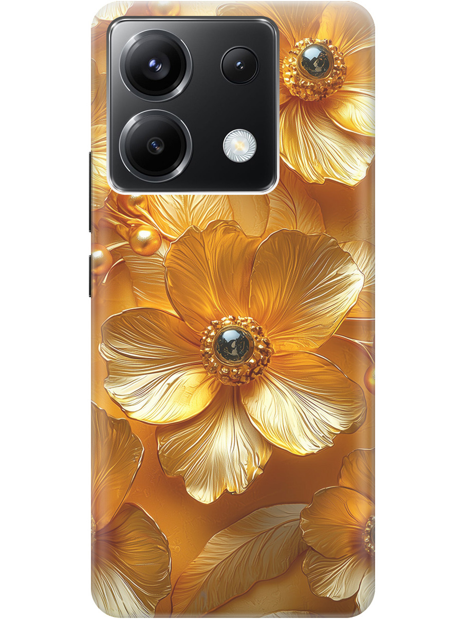 

Силиконовый чехол на Xiaomi Redmi Note 13 Pro 5G / Poco X6 5G с принтом "Золотые цветы", Прозрачный;золотистый;черный, 779827923