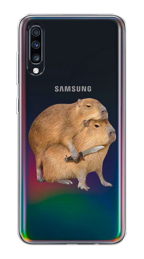 

Чехол на Samsung Galaxy A70 "Капибара с ножом", Бежевый, 28150-1