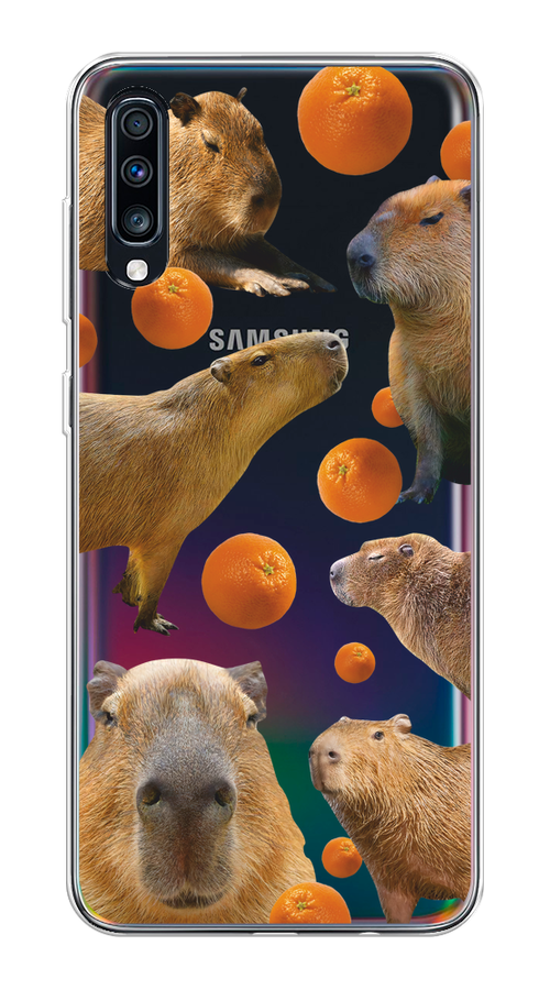 

Чехол на Samsung Galaxy A70 "Капибара и апельсины", Бежевый;оранжевый, 28150-1