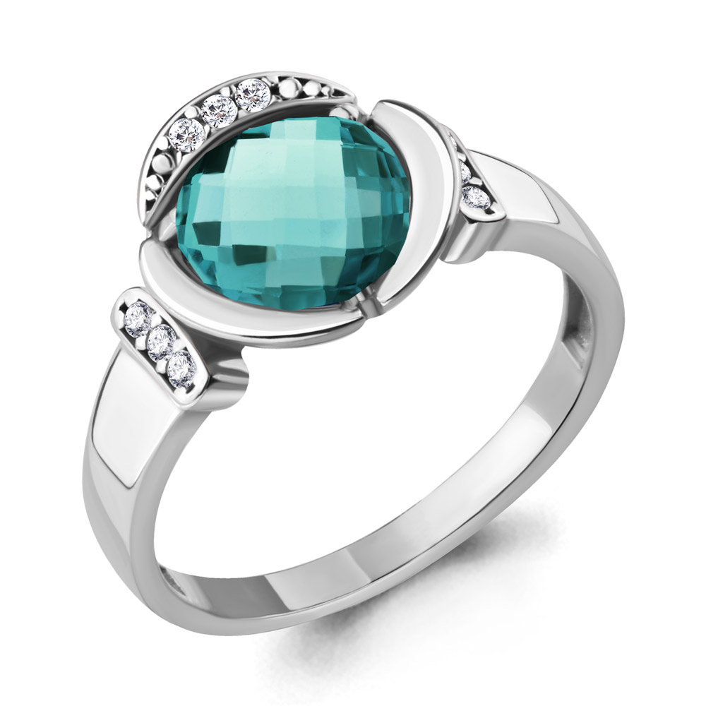 

Кольцо из серебра с фианитом Aquamarine Aquamarine 6921088А_925_р р. 17, 6921088А_925_р