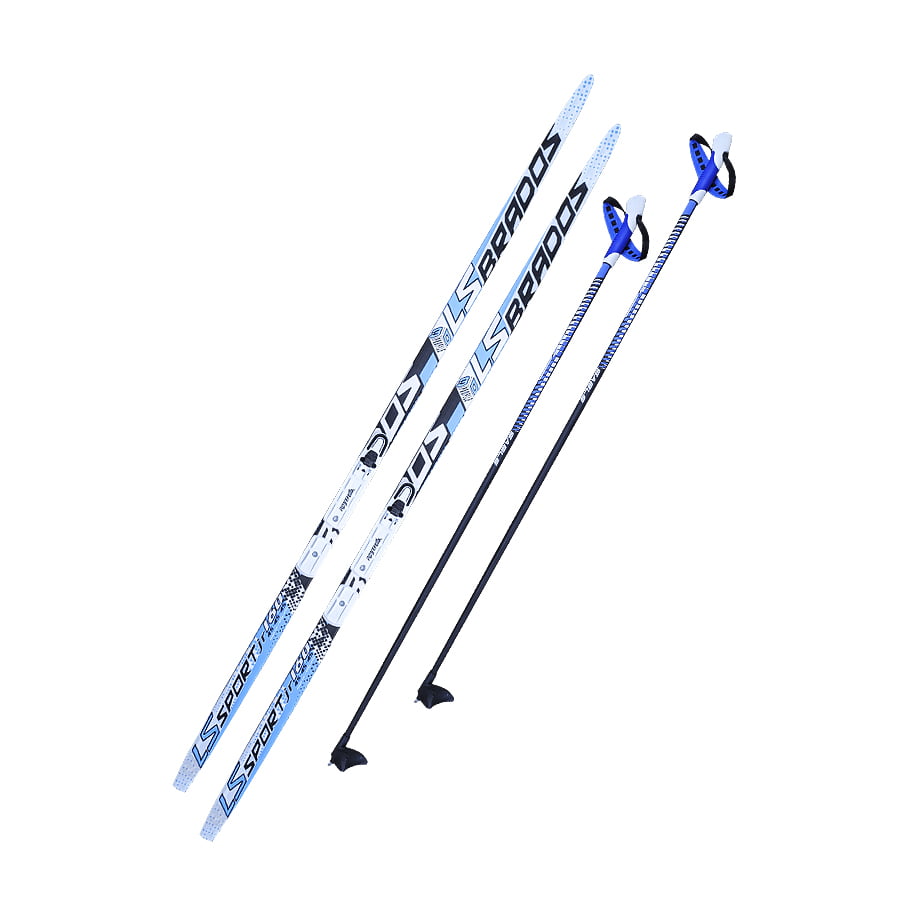 фото Лыжный комплект stc (лыжи, палки, крепления) nnn 160 step-in brados ls sport black/blue