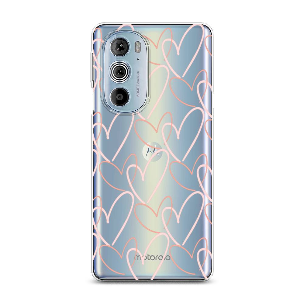 

Чехол на Motorola Edge 30 Pro "Узор из сердечек", Розовый;бежевый, 243350-6