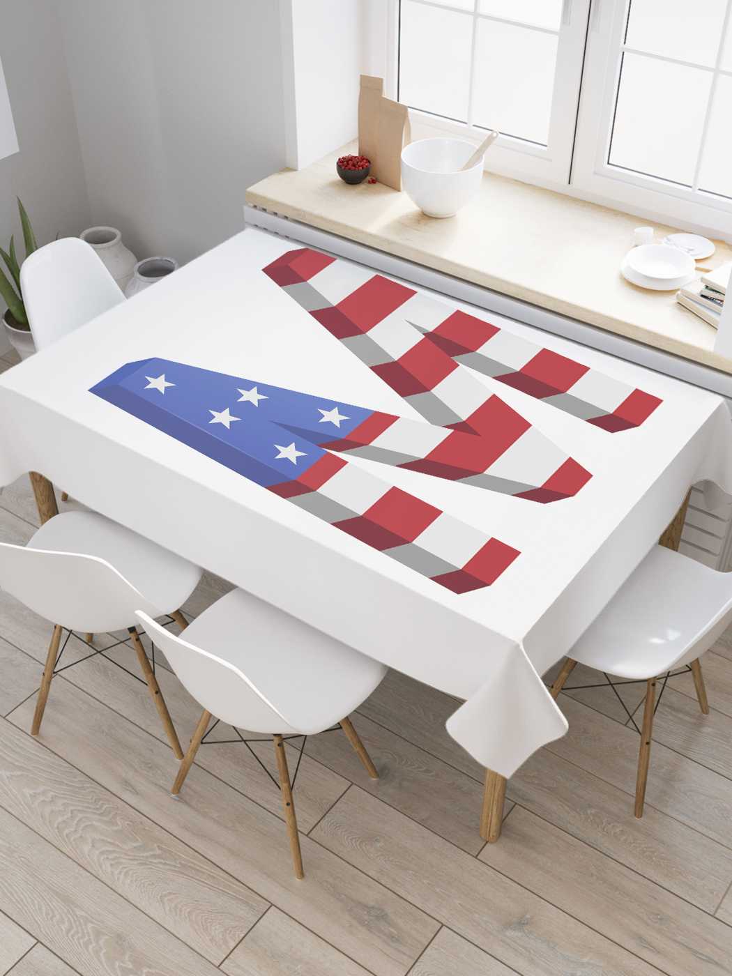 

Скатерть прямоугольная JoyArty "Американская m" из оксфорда, 180x145 см, Американская m