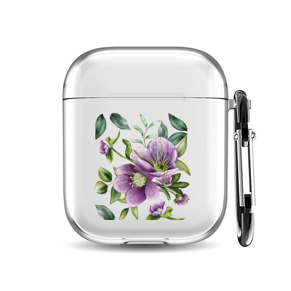 

Силиконовый чехол для наушников Airpods 1/2 "Фиолетовые садовые цветы", AIPC-410-9A-1