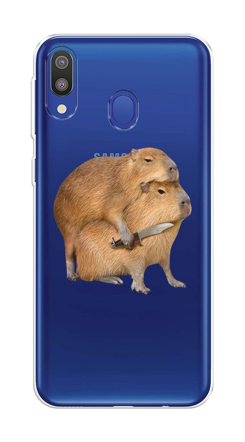 

Чехол на Samsung Galaxy M20 "Капибара с ножом", Бежевый, 27450-1