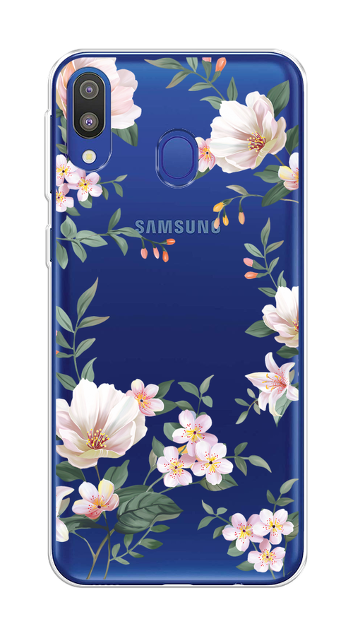 

Чехол на Samsung Galaxy M20 "Beautiful white flowers", Бежевый;зеленый, 27450-1