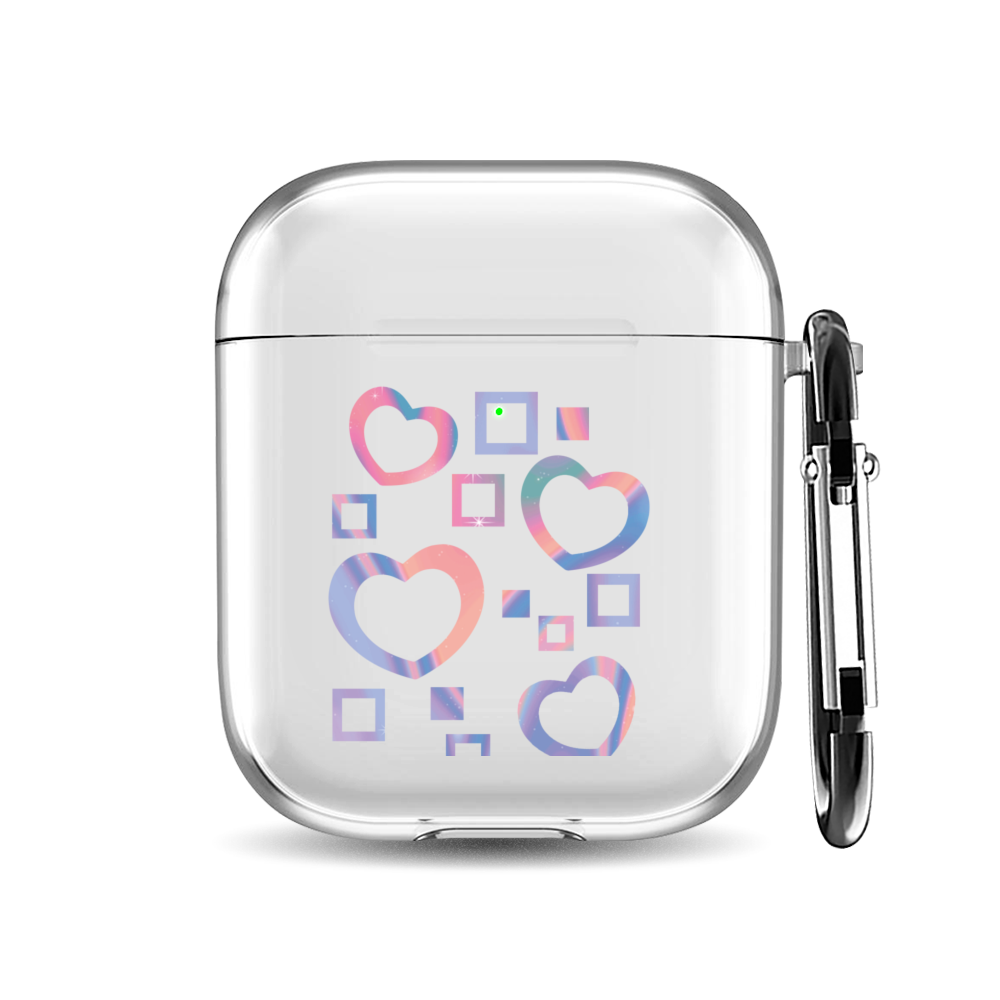 

Силиконовый чехол для наушников Airpods 1/2 "Сердечки и квадраты", AIPC-410-9A-1