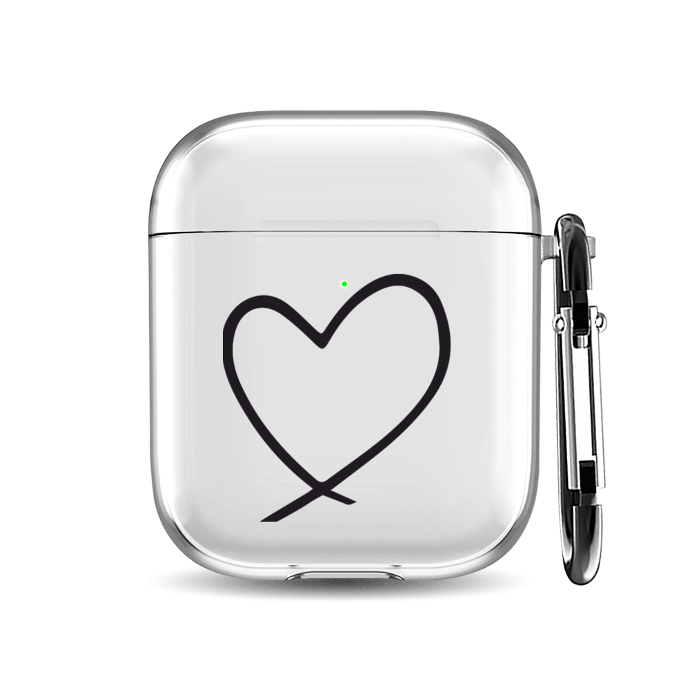 

Силиконовый чехол для наушников Airpods 1/2 "Нарисованное сердце минимализм", AIPC-410-9A-1