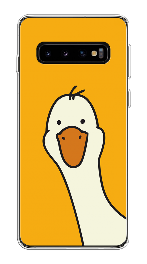 

Чехол на Samsung Galaxy S10 Plus "Утка на желтом фоне", Желтый;красный, 27150-1