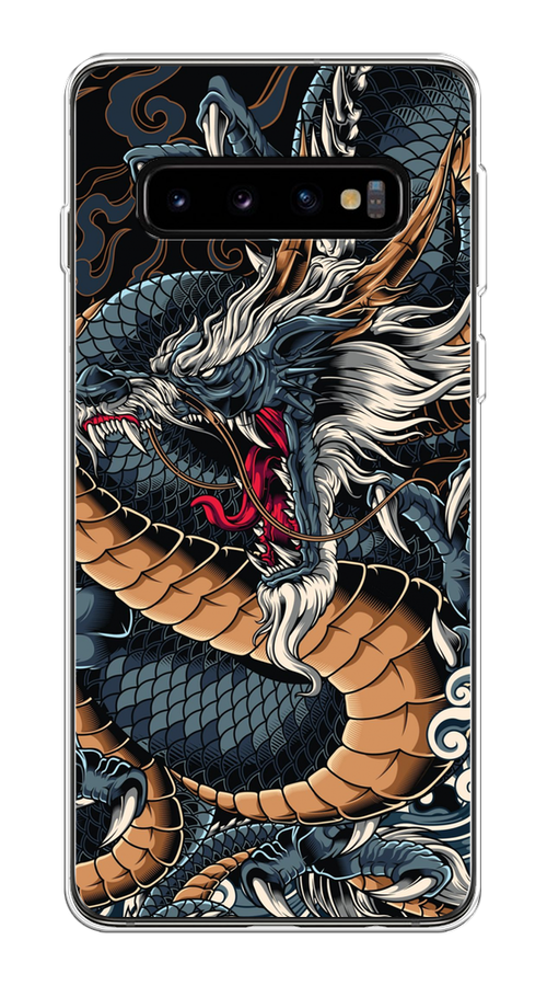 

Чехол на Samsung Galaxy S10 Plus "Japanese Dragon", Коричневый;черный;синий, 27150-1