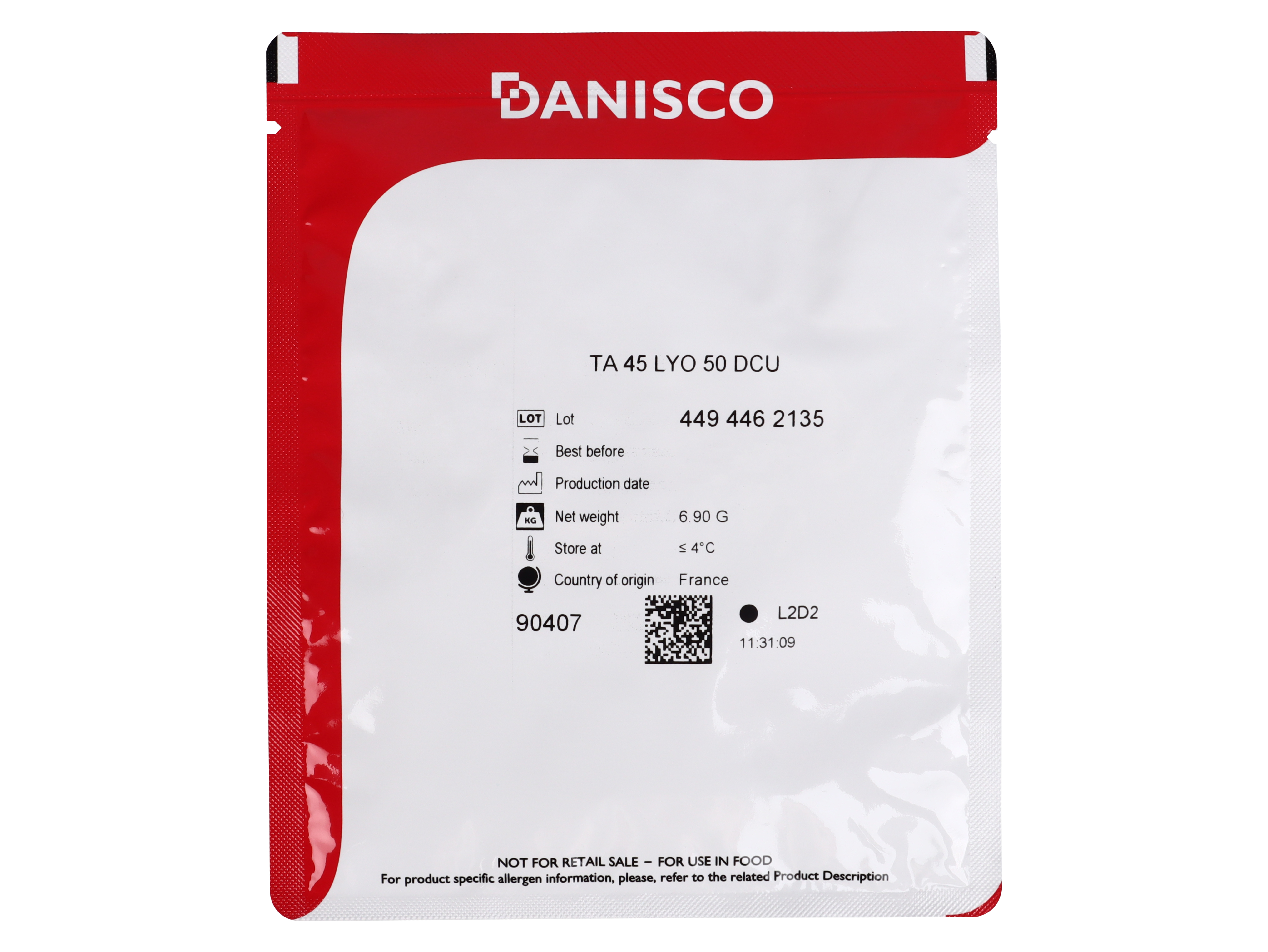 

Термофильная закваска Danisco CHOOZIT TA 45 LYO 50 DCU на 500-1000 л, 1 шт, CHOOZIT TA 45 LYO 50 DCU термофильная закваска (на 500-1000 л, Danisco)