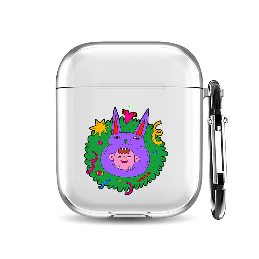 

Силиконовый чехол для наушников Airpods 1/2 "В заячьей маске", AIPC-410-9A-1
