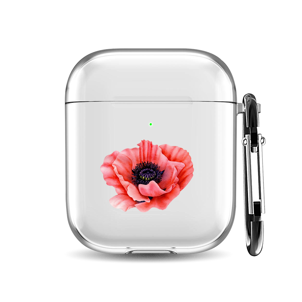 

Силиконовый чехол для наушников Airpods 1/2 "Цветочки красного мака", AIPC-410-9A-1
