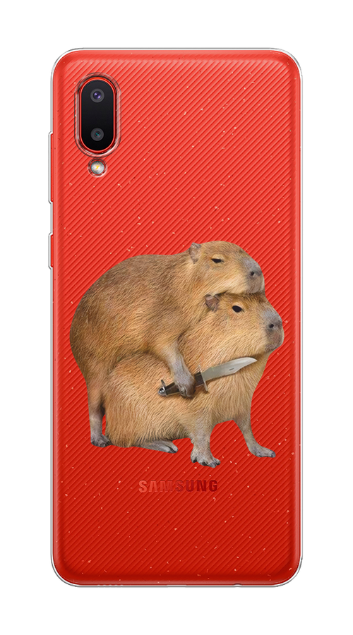 

Чехол на Samsung Galaxy A02 "Капибара с ножом", Бежевый, 2102550-1