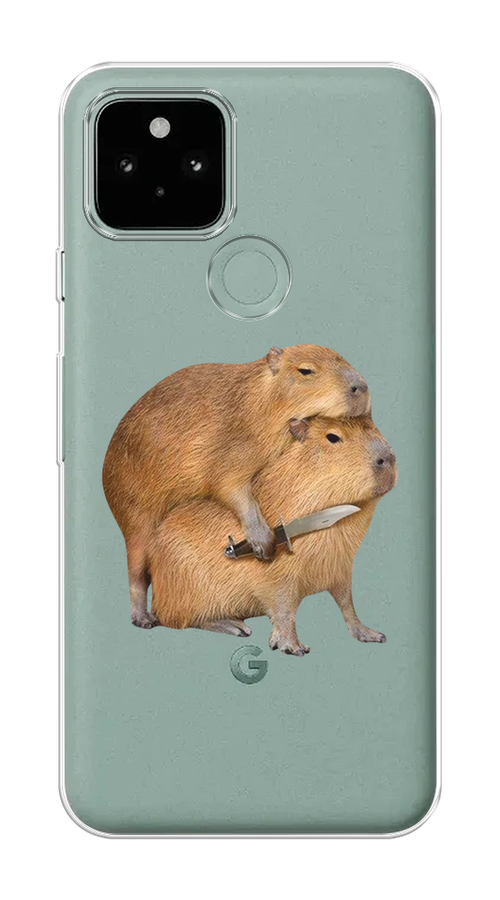 

Чехол на Google Pixel 5A "Капибара с ножом", Бежевый, 271050-1