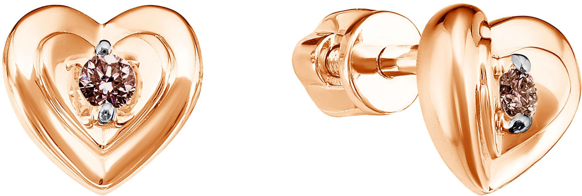 

Серьги-пусеты женские Vesna jewelry 4553-151-09-00 из красного золота, бриллиант, 4553-151-09-00