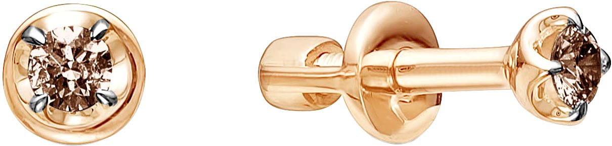 

Серьги-пусеты женские Vesna jewelry 4054-151-09-00 из красного золота, бриллиант, 4054-151-09-00