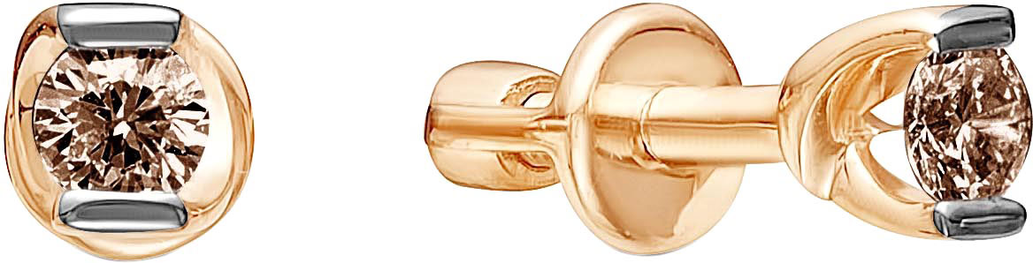 фото Серьги-пусеты унисекс vesna jewelry 4052-151-09-00 из красного золота, бриллиант
