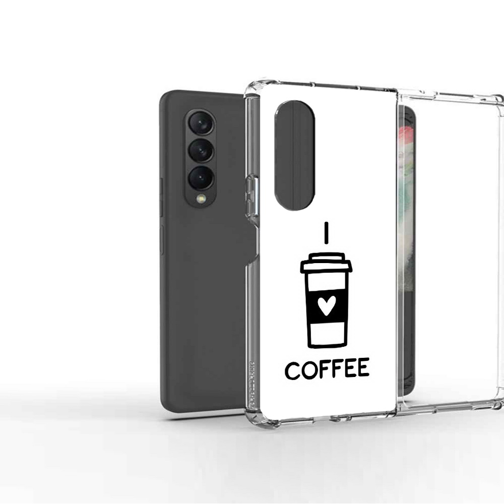 

Чехол MyPads Tocco для Samsung Galaxy Z Fold 3 Я люблю кофе, Прозрачный, Tocco