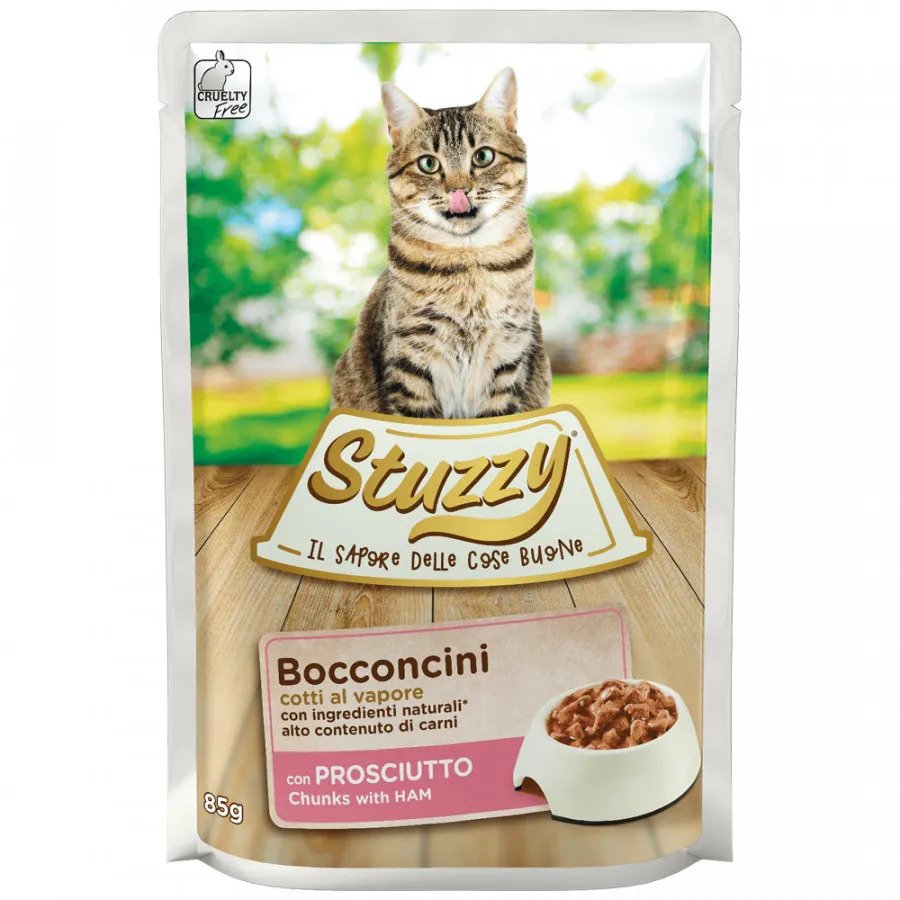 фото Влажный корм для кошек stuzzy bocconcini ветчина в соусе 24 шт*85 г