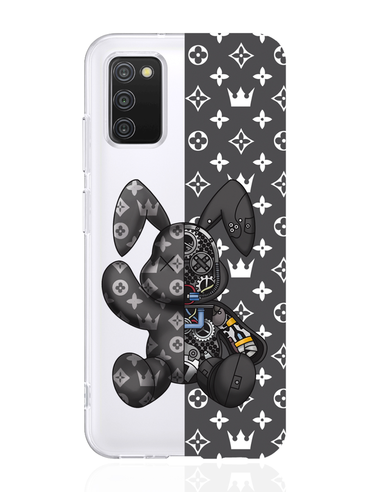 Чехол MustHaveCase для Samsung Galaxy A03s Bunny Серый прозрачный