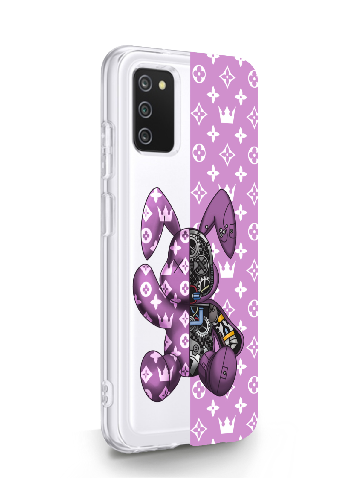 фото Чехол musthavecase для samsung galaxy a03s bunny розовый прозрачный