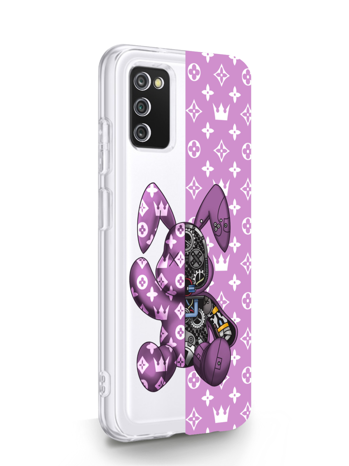 фото Чехол musthavecase для samsung galaxy a03s bunny розовый прозрачный