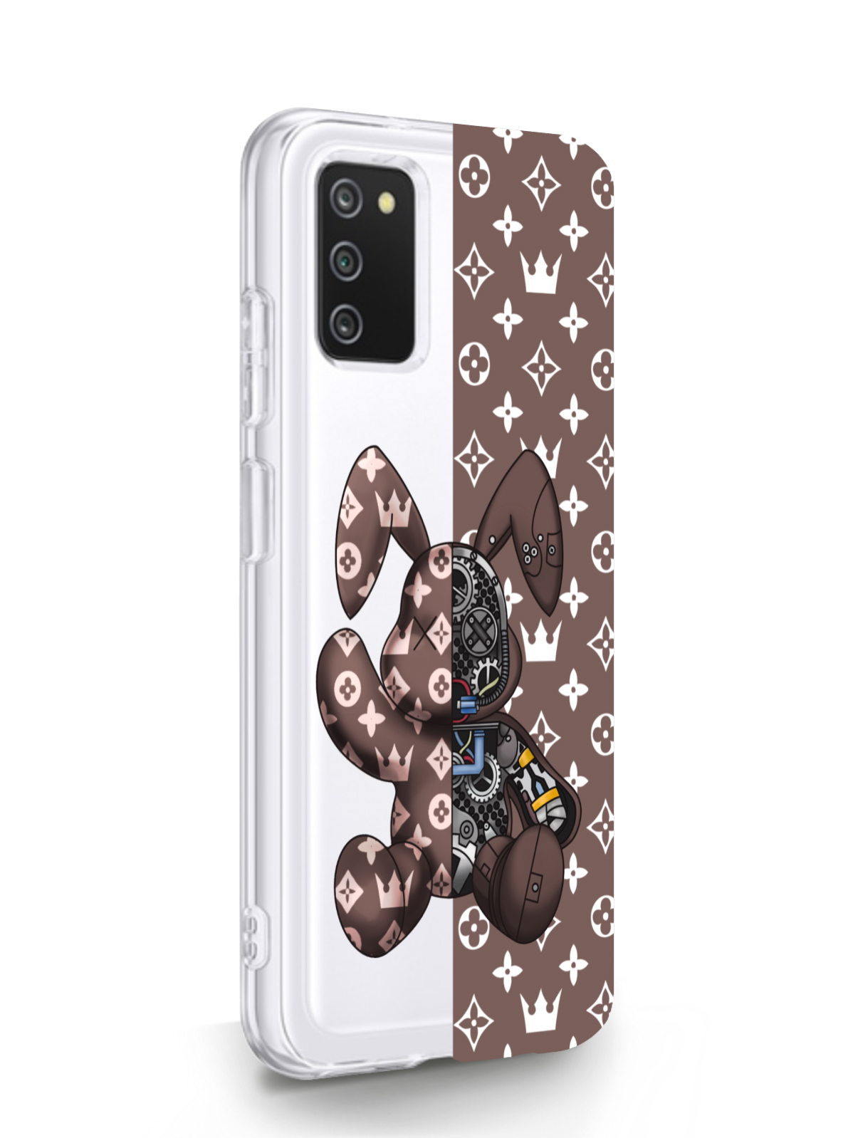 фото Чехол musthavecase для samsung galaxy a03s bunny коричневый прозрачный