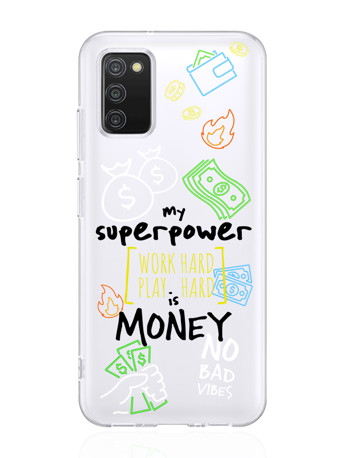 фото Чехол musthavecase для samsung galaxy a03s my superpower is money прозрачный