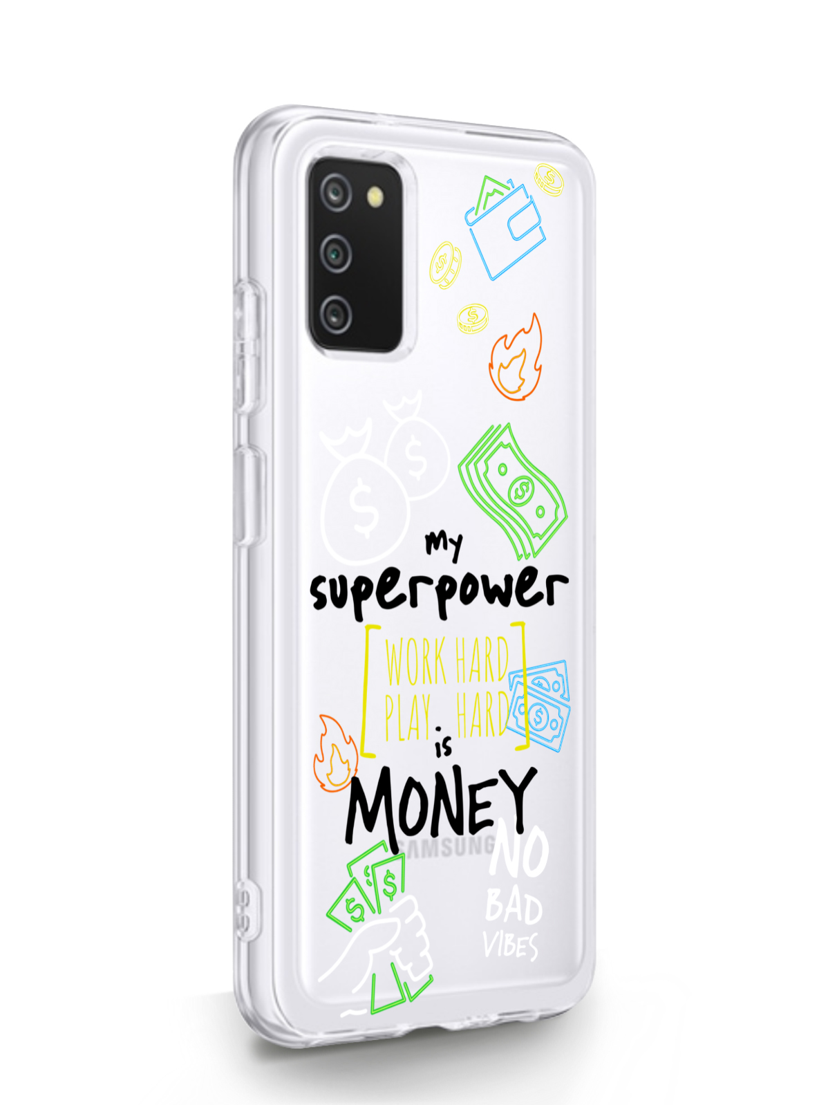 фото Чехол musthavecase для samsung galaxy a03s my superpower is money прозрачный