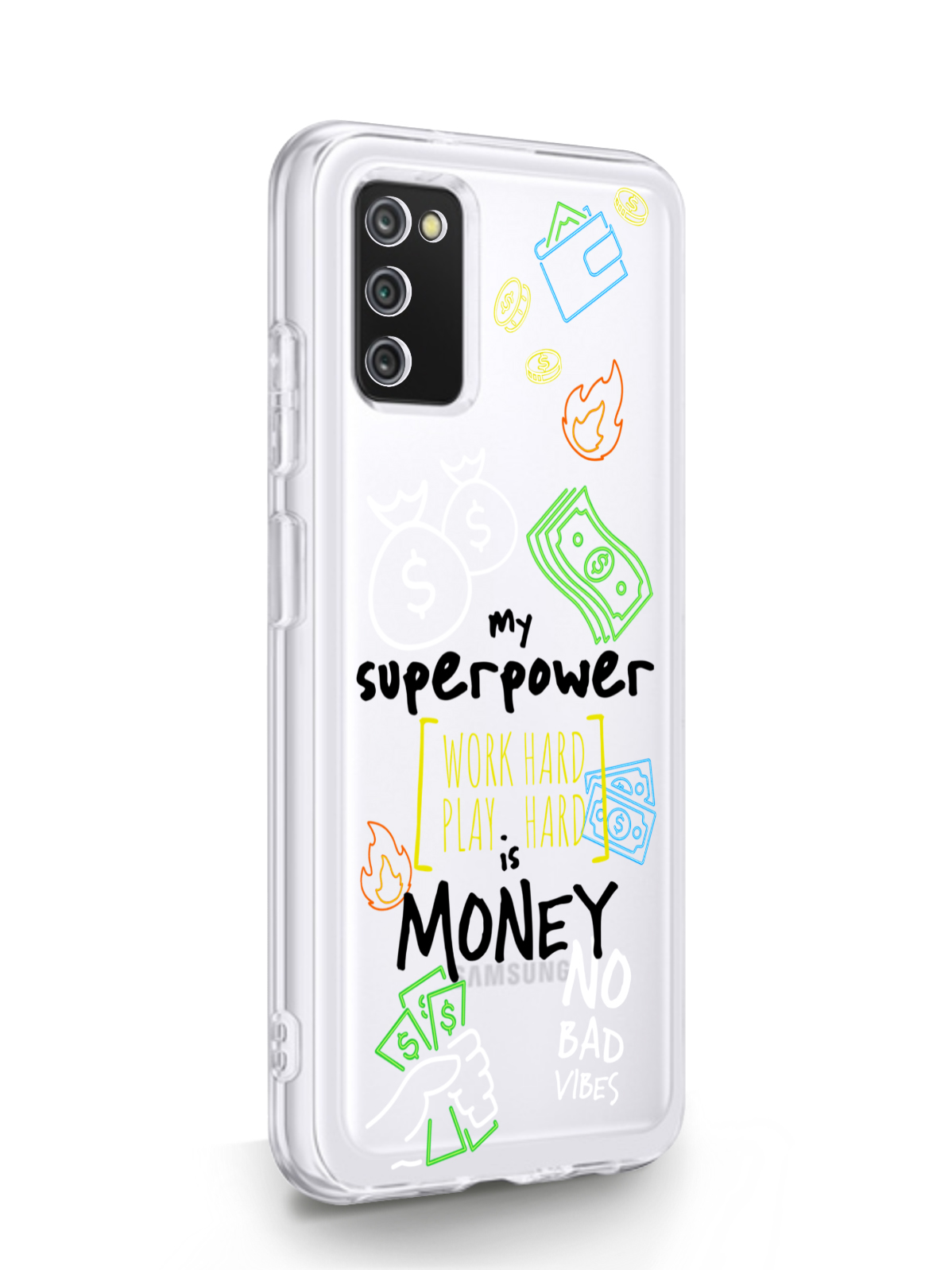 фото Чехол musthavecase для samsung galaxy a03s my superpower is money прозрачный