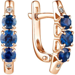 

Серьги женские АЛЬКОР 23208-102 из красного золота, сапфир/бриллиант, 23208-102