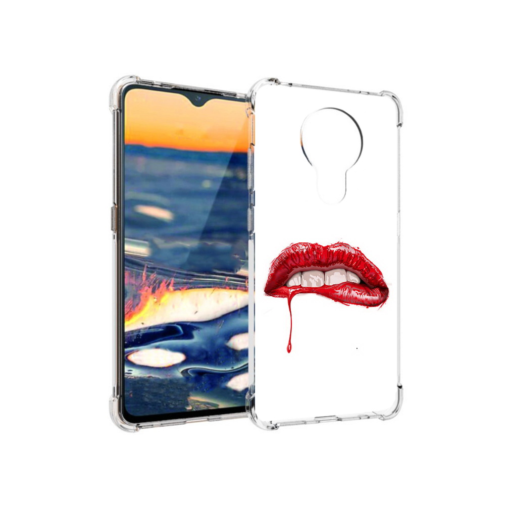 

Чехол MyPads Tocco для Nokia 5.3 яркие красные губы (PT227052.106.706), Прозрачный, Tocco