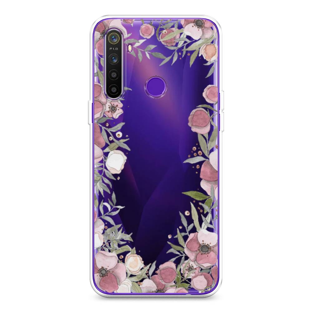 фото Силиконовый чехол "розовая цветочная рамка" на realme 5 awog