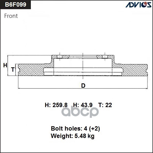 Диск Тормозной Пер. Advics 40206-Ax600 / 40206-Ax603 ADVICS арт. B6F099B