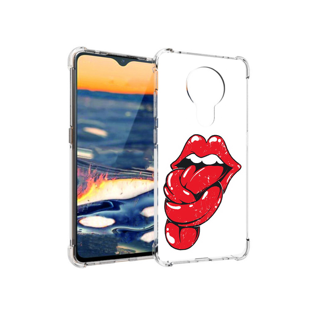 

Чехол MyPads Tocco для Nokia 5.3 яркие губы с языком (PT227052.106.705), Прозрачный, Tocco