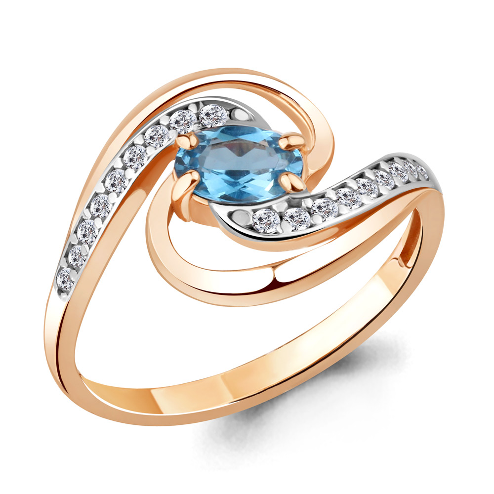 

Кольцо из серебра с топазом\фианитом Aquamarine Aquamarine 6920405А_925_з р. 17,5, 6920405А_925_з