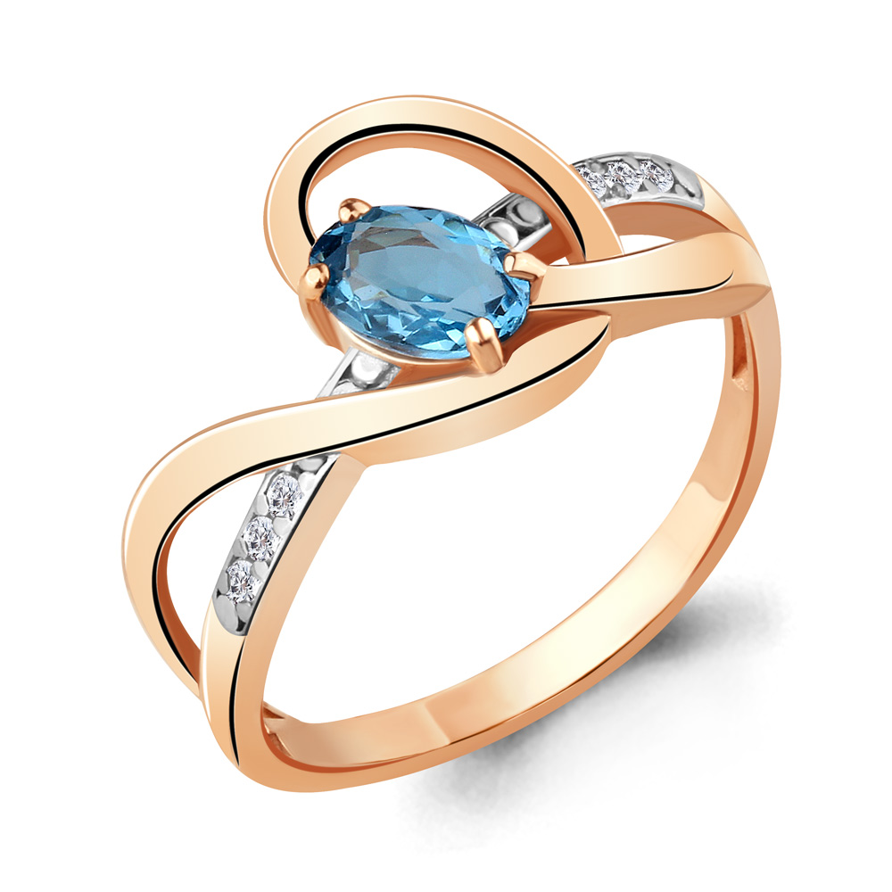 

Кольцо из серебра с топазом\фианитом Aquamarine Aquamarine 6920305А_925_з р, 6920305А_925_з
