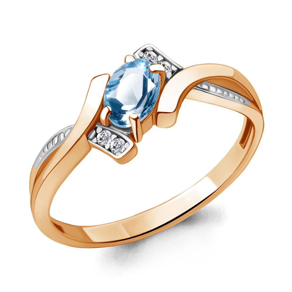 

Кольцо из серебра с топазом\фианитом Aquamarine Aquamarine 6920205А_925_з р, 6920205А_925_з