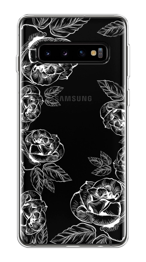 

Чехол на Samsung Galaxy S10 Plus "Розы графика", Черный;серый, 27150-2