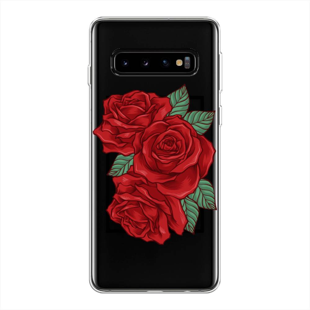 

Чехол на Samsung Galaxy S10 Plus "Три алые розы", Красный, 27150-2
